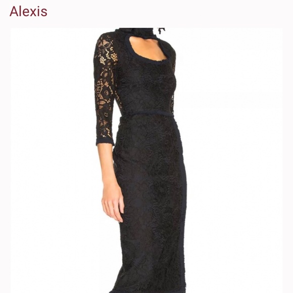 Alexis Lace Dress High Neck Midi - Picture 3 of 9